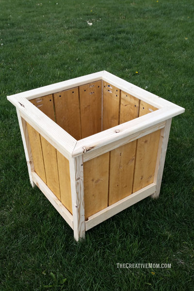 finished wood box planter