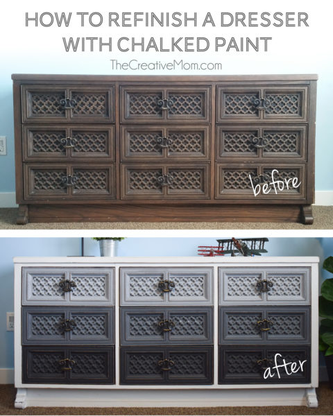 How To Refinish A Dresser With Chalked Paint The Creative Mom