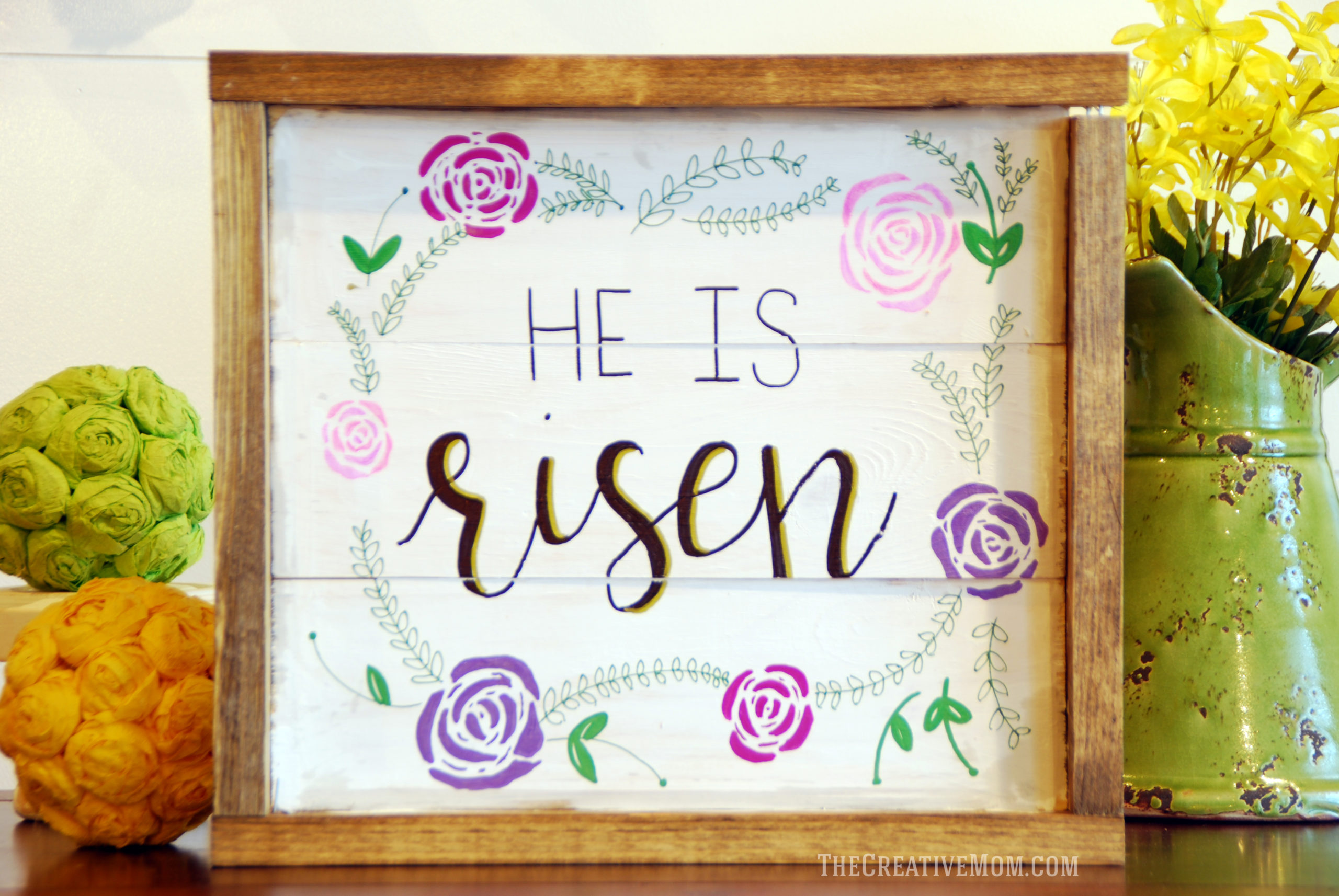 Hand-Lettered Easter Sign (with”He is Risen” free printable) #princeofpeace
