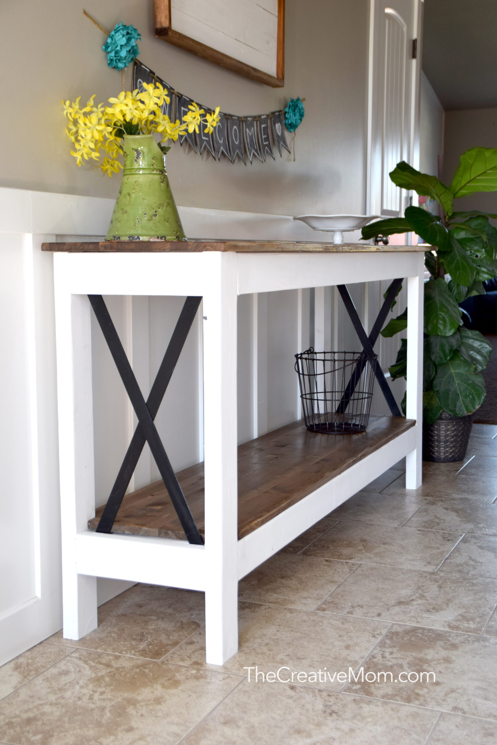 Industrial Farmhouse Console Table (free building plans)